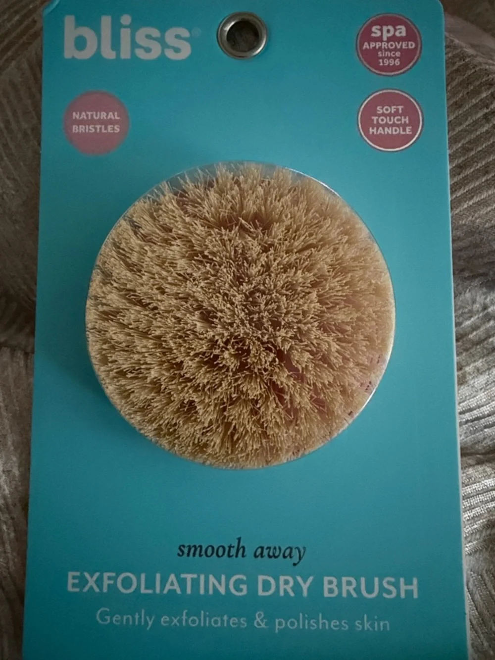 Bliss Natural Tan Bristle Round Exfoliating Dry Brush